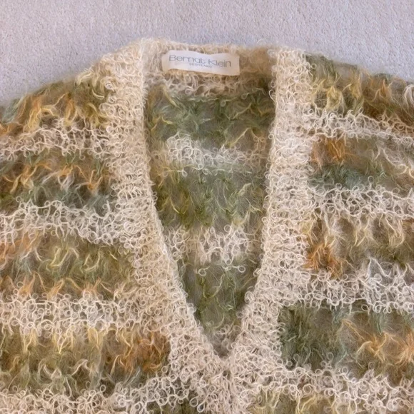 Bernat Klein Vintage Mohair Striped V-Neck Handknit Sweater Vest — Rare Sz L - Picture 2 of 11